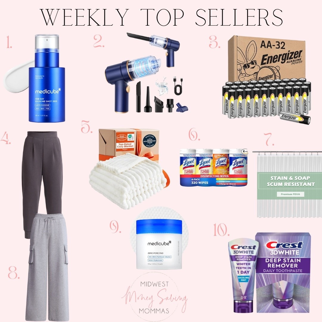 Weekly top sellers

Medicube skincare products  car vacuum  batteries  jogger pants  cargo pants  throw blanket  cleaning supplies  tooth paste  shower curtain liner 

#LTKHome #LTKSeasonal #LTKmomlife