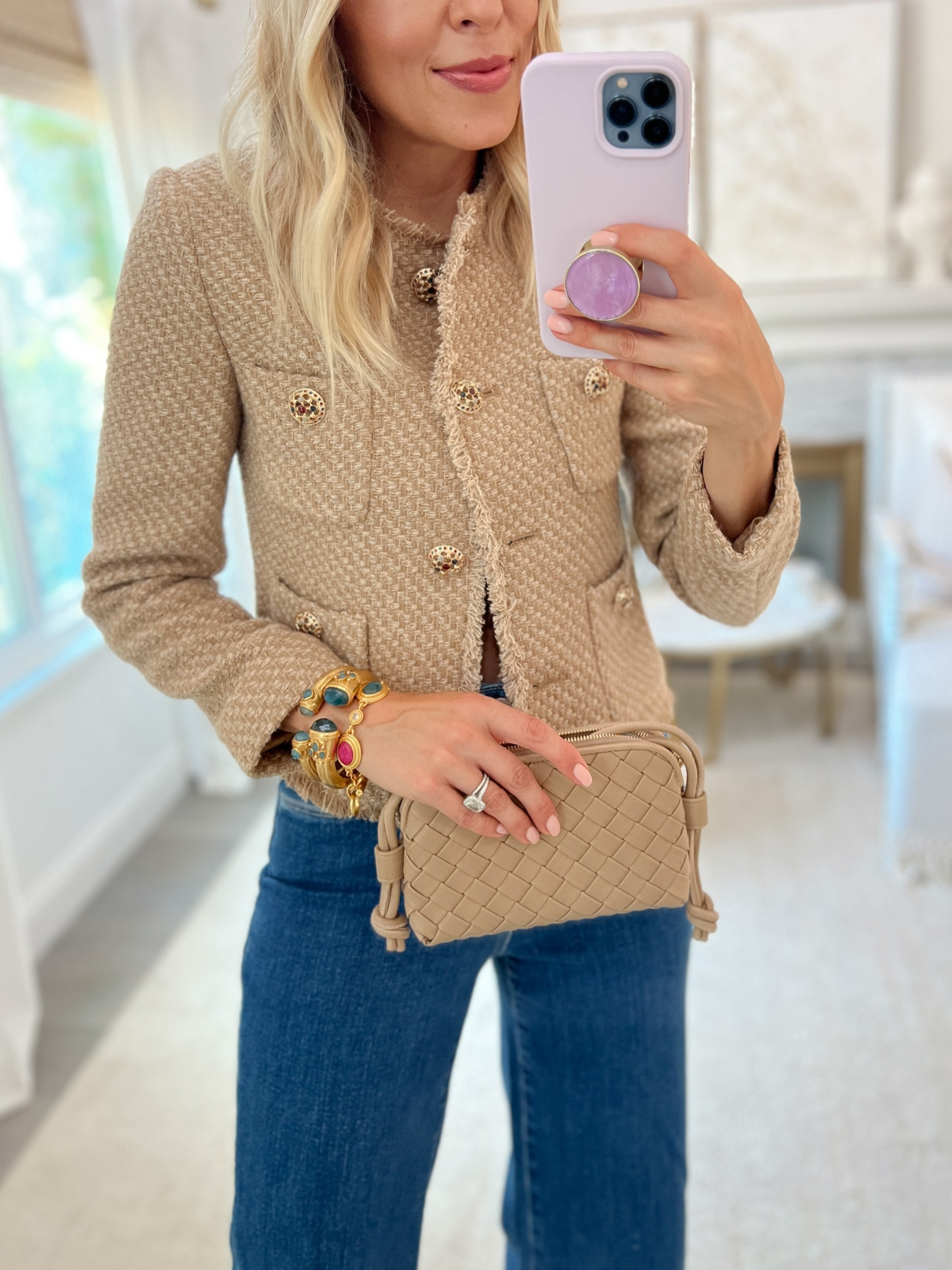 ★ETMON★ Pocket Boucle Tweed Jacket Black JK110TFF09 Designer fashion, Seoul-fully created | W Concept