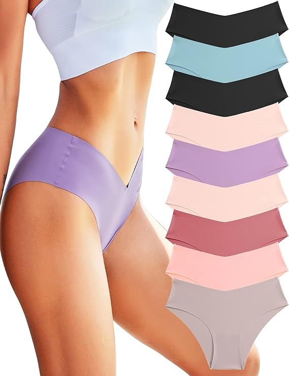 ROSYCORAL Women’s Seamless Bikini Panties Soft Stretch Invisibles Briefs No Show Hipster Underw... | Amazon (US)
