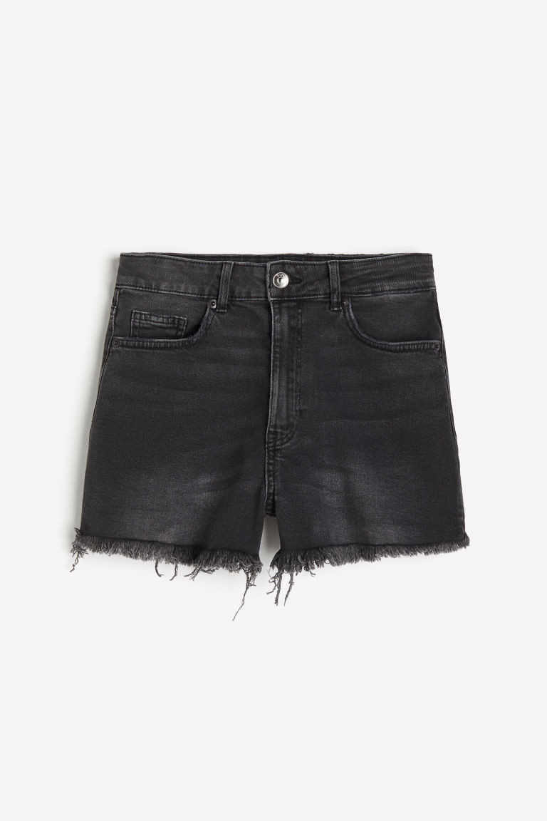 H & M - High Waist Denim Shorts - Black | H&M (US + CA)