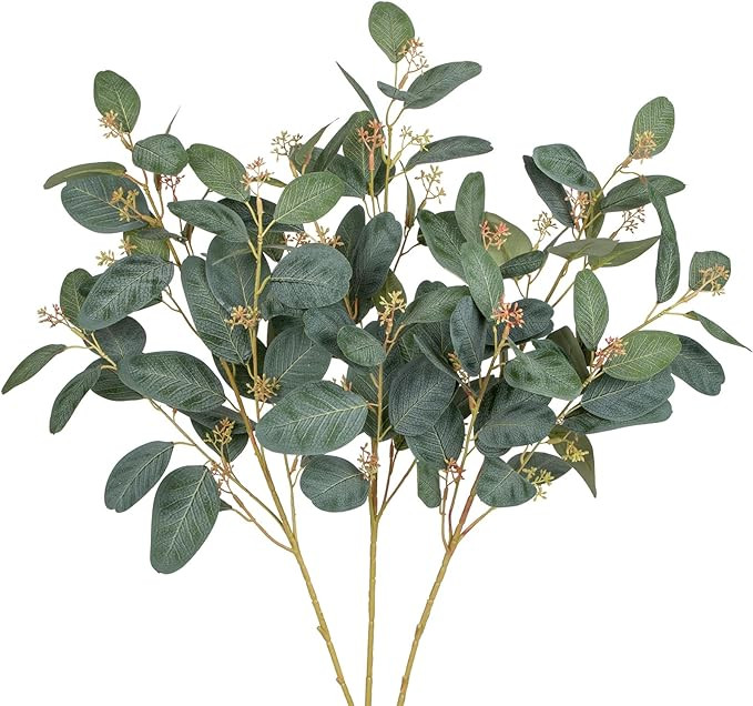 Oairse Artificial Eucalyptus Stems 30.7" Tall Fake Eucalyptus Leaves Silk Greenery Stems Faux Ste... | Amazon (US)
