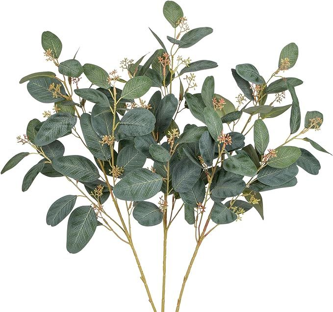 Oairse Artificial Eucalyptus Stems 30.7" Tall Fake Eucalyptus Leaves Silk Greenery Stems Faux Ste... | Amazon (US)