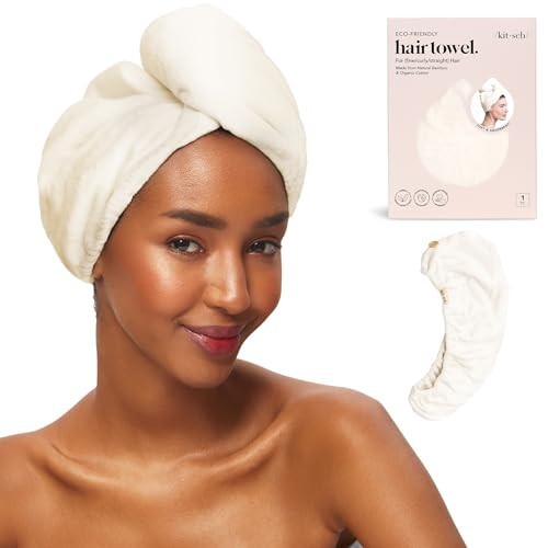 Kitsch Microfiber Hair Towel Wrap for Women - Microfiber Towel, Super Absorbent, Quick Dry, Anti-Frizz - for Long and Short Hairs, Turbans for Women, Hair Wrap - White Ivory | Amazon (US)