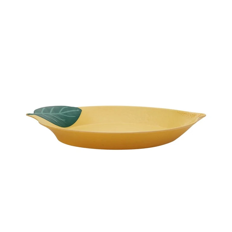 Mainstays by Becky G. & Alejandra Bamboo Melamine Figural Lemon Serve Platter, Green Leaf | Walmart (US)