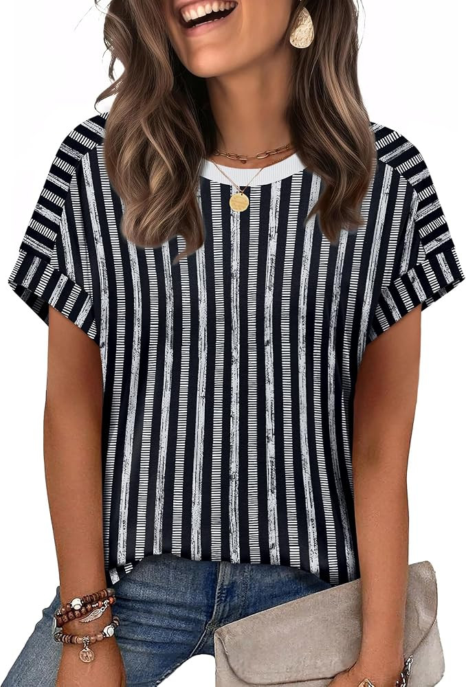 WIHOLL Womens Tops Short Sleeve Shirts Summer Outfits 2026 Spring Dressy Casual Clothes Clothing | Amazon (US)