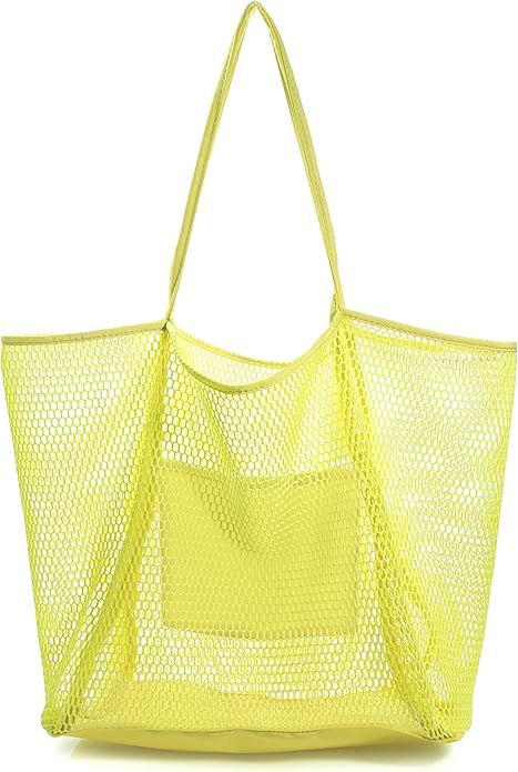 HOXIS Mesh Beach Tote Womens Shoulder Handbag | Amazon (US)