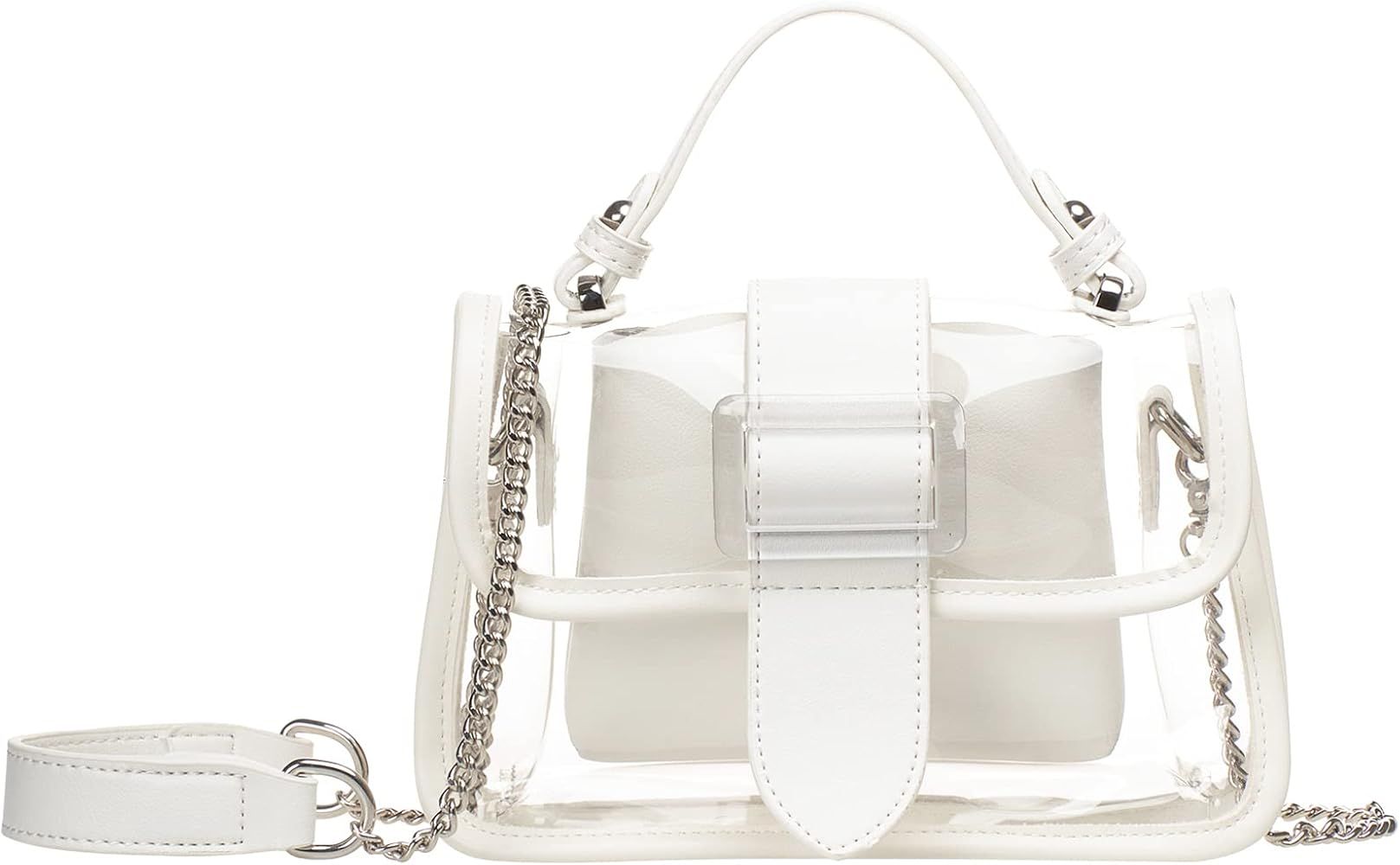 KOOIJNKO Clear Shoulder Bag Purse 2 in 1 Transparent Crossbody Bag Jelly Handbag | Amazon (US)