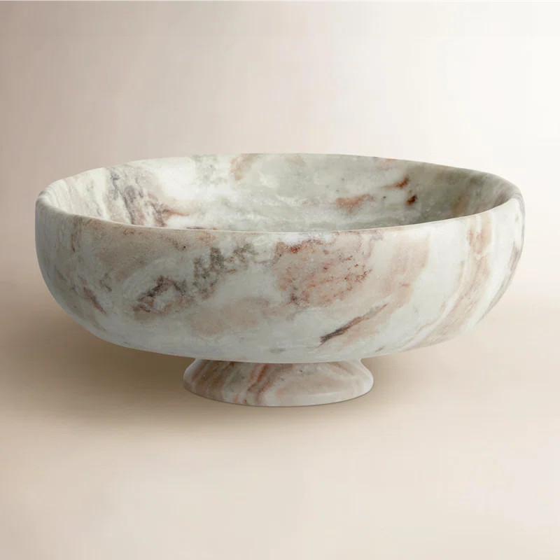 Brunello Brown and White Marble Decorative Footed Bowl | Wayfair North America
