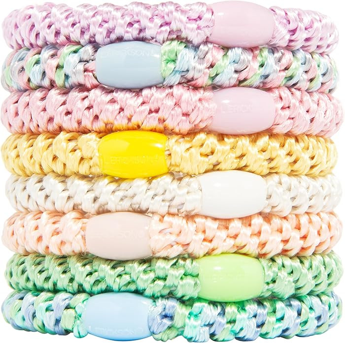 L. Erickson Colorful Hair Ties for Thick Hair, Grab & Go Ponytail Holders, 8 Pack, Taffy, Thick N... | Amazon (US)