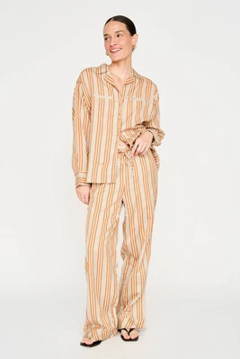 Jeju Silk Drawstring Pant in Driftstone Stripe (Starts Shipping September 8) | MIRTH