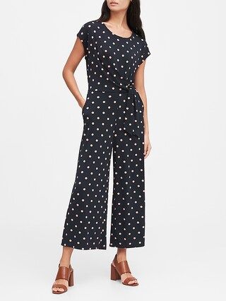 Petite Print Tie-Front Cropped Jumpsuit | Banana Republic (CA)