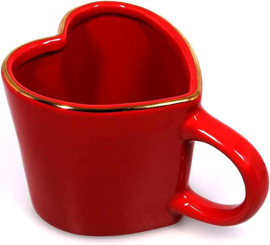 15.5 oz Large Heart Mug, Romantic Stoneware Coffee Cup, 460ml Holiday Drinkware, Christmas, Anniv... | Amazon (US)
