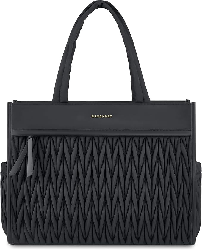 BAGSMART Tote Bag for Women, Large Tote Bag with Zipper, Black Shoulder Bag Top Handle Handbag fo... | Amazon (US)