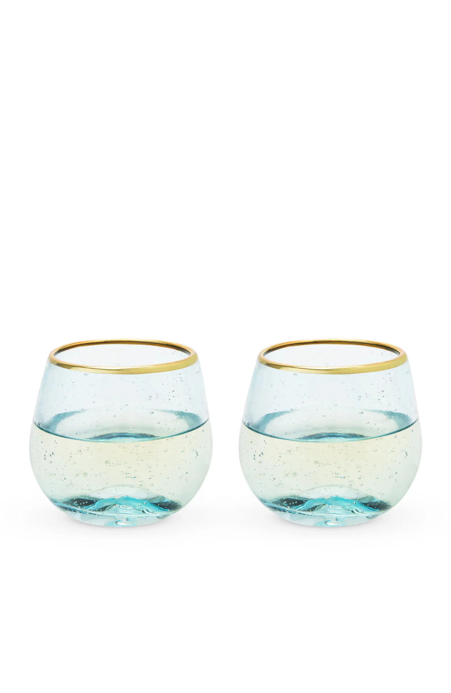 Aqua Bubble Stemless Wine Glasses Set of 2 | Nordstrom