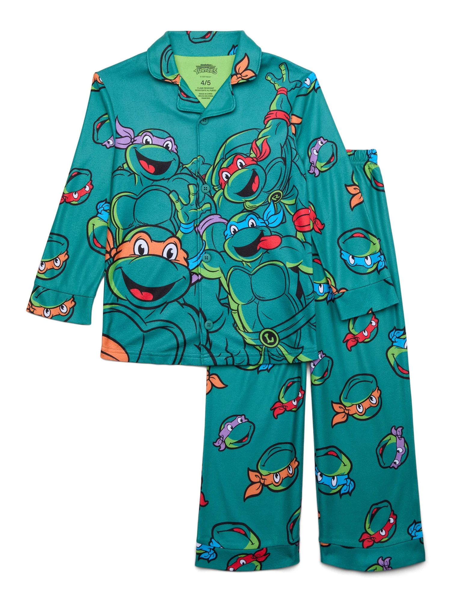 Teenage Mutant Ninja Turtles Boys Coat Pajama Set, 2-Piece, Sizes 4-12 | Walmart (US)