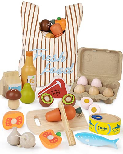 Lehoo Castle Wooden Play Food Sets for Kids Kitchen, Food Toys for Toddlers 3+ Year Old, Pretend ... | Amazon (US)