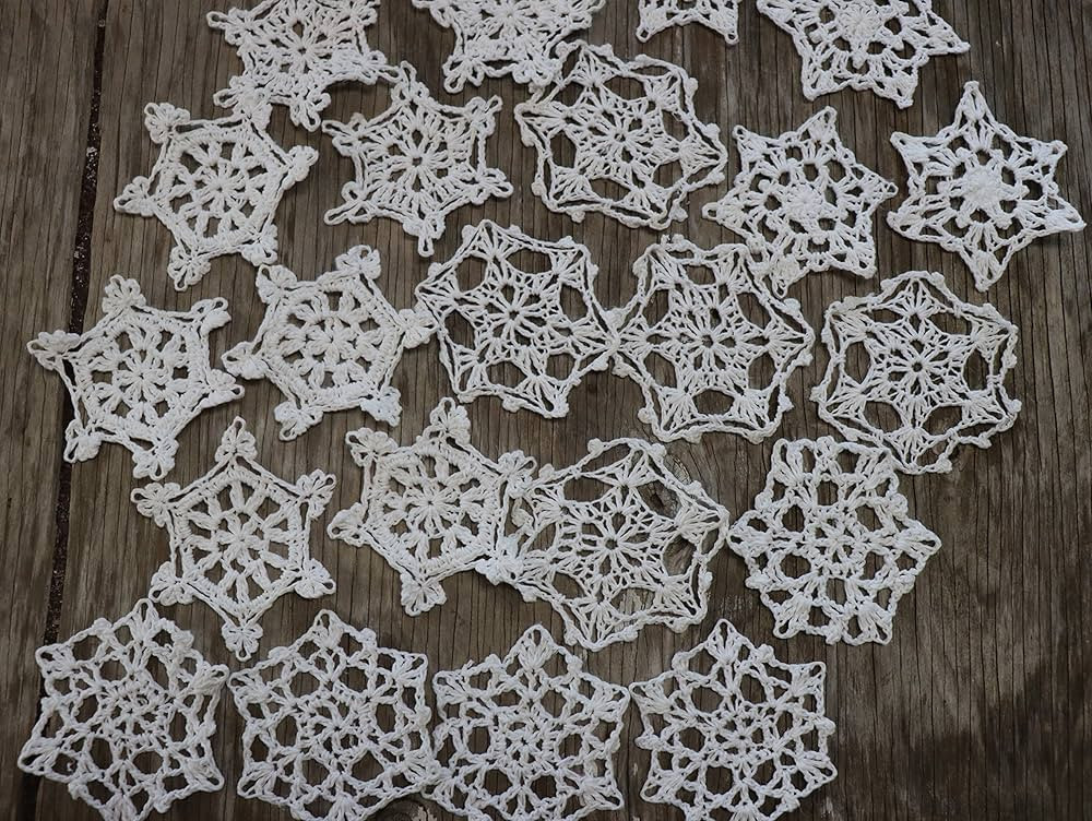 Hand Crochet Snowflakes Set Christmas Ornaments Doilies (20 Snowflakes) | Amazon (US)