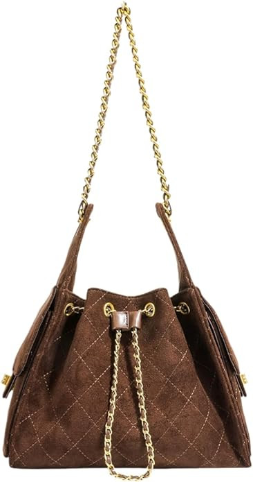 Women’s Classic Quilted Shoulder Bags Chain Strap Handbags Suede Tote Crumpled Purse Slouchy Ho... | Amazon (US)
