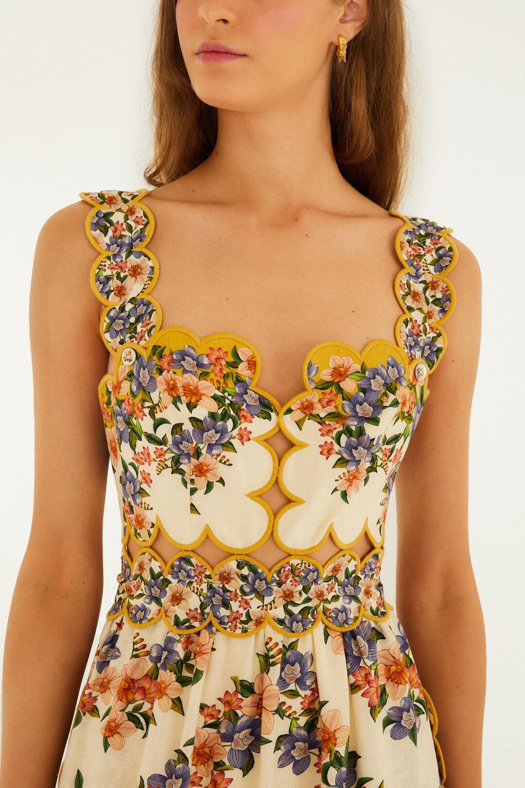 Sand Hilo Stripes Lenzing Ecovero Euroflax Midi Dress | FARM Rio | FarmRio (US)