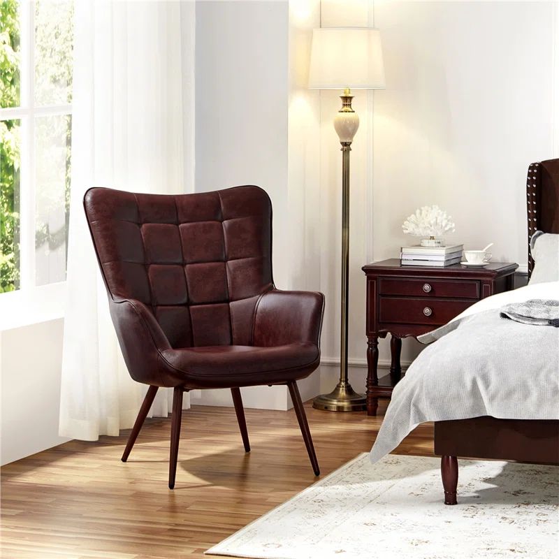 Aichele 28" W Tufted Faux Leather Wingback Chair | Wayfair North America