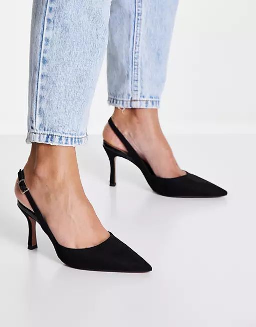 ASOS DESIGN Samber slingback stiletto heels in black | ASOS (Global)