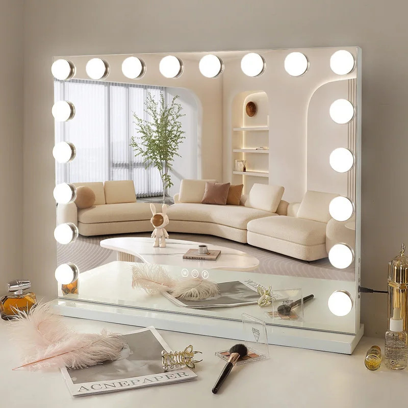 VANITII Hollywood Makeup Vanity Mirror with Lights 32" x 23" USB Port Wall Mount White | Bed Bath & Beyond
