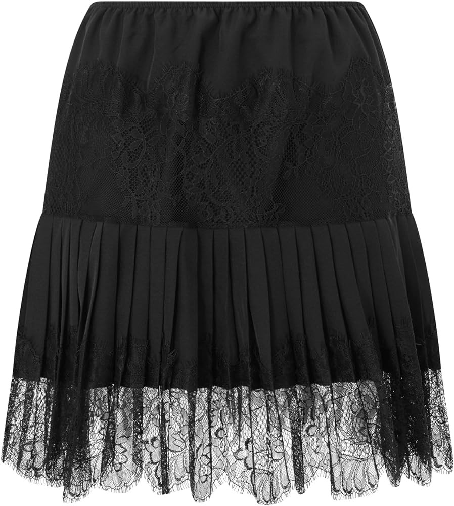 Women Y2k Lace Slip Skirt Elastic Low Rise Mini Skirts Pleated Half Slip Short Skirt Flowy Short ... | Amazon (US)