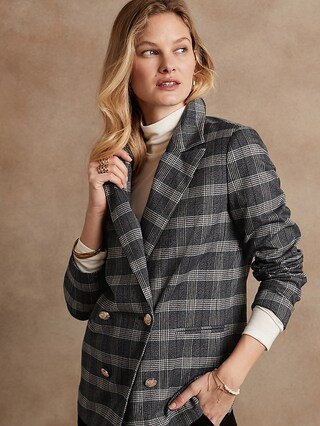 Double-Breasted Plaid Blazer | Banana Republic Factory