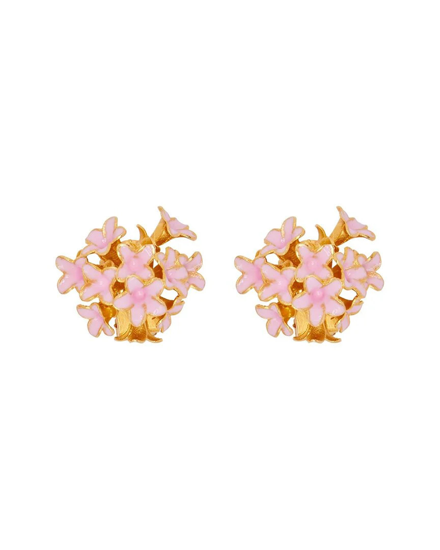 Oscar de la Renta Enamel Bouquet Of Flowers Button Earrings | Shop Simon