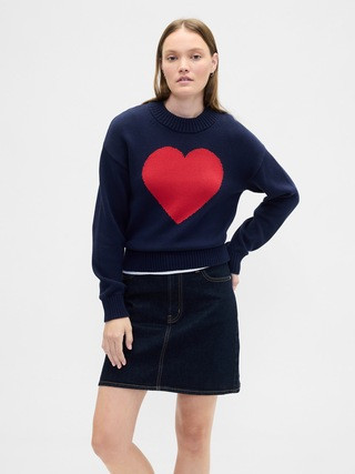 Relaxed Cropped Intarsia Sweater | Gap Factory