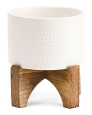 Ceramic Planter On Wood Stand | TJ Maxx