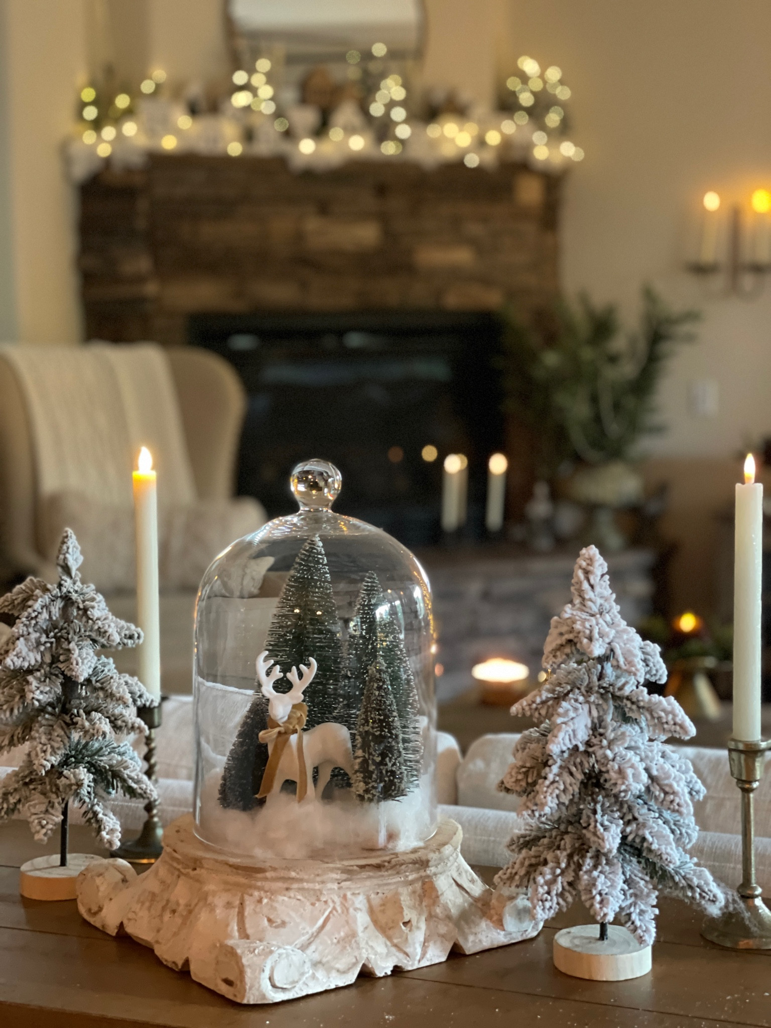 Cloches (glass domes) are great for all year round, but are especially magical for the holidays. The possibilities are endless!

Ideas: bottlebrush trees, fake snow, Flameless candles, figurines, small villages, pinecones, various sized ornaments, fairy lights etc..

Put on a French riser, cake stand, circular wood tray or directly on a table.

Cloche, glass dome, Dome Bell Jar

#LTKHoliday #LTKhome #LTKSeasonal