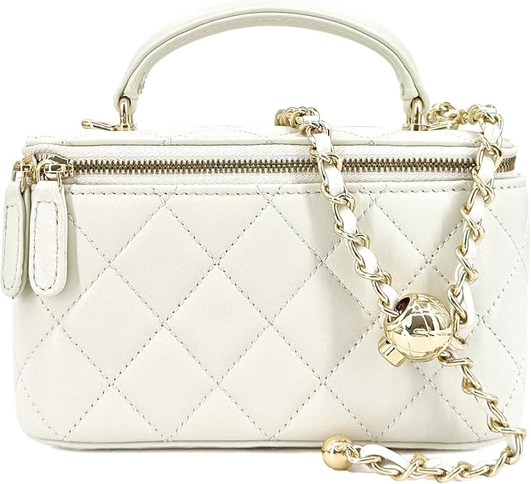 Small Genuine Leather Purse Quilted Crossbody Bag for Women, Mini Top-Handle Shoulder Handbag w/G... | Amazon (US)