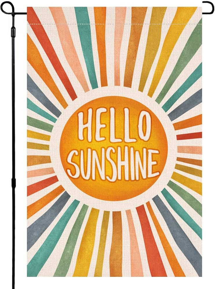 BLKWHT Hello Sunshine Summer Garden Flag 12x18 Vertical Double Sided Colorful Farmhouse Holiday O... | Amazon (US)