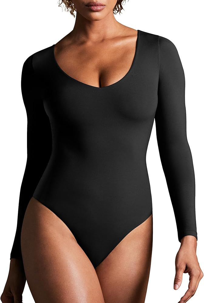 IUGA Long Sleeve Bodysuits for Women Tummy Control Shapewear Bodysuit V Neck Body Suits for Women... | Amazon (US)
