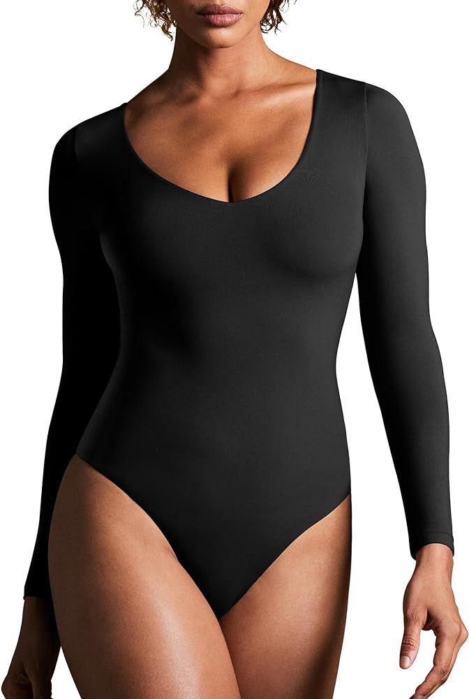 IUGA Long Sleeve Bodysuits for Women Tummy Control Shapewear Bodysuit V Neck Body Suits for Women... | Amazon (US)