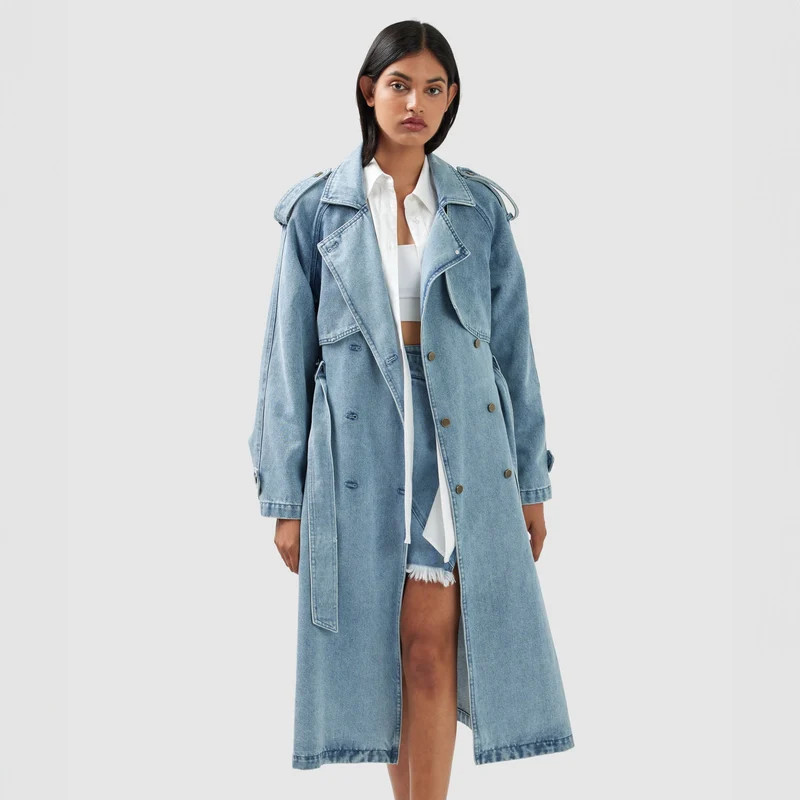 Belle & Bloom Wild Skies Denim Trench - Stonewash - Blue - S | Verishop