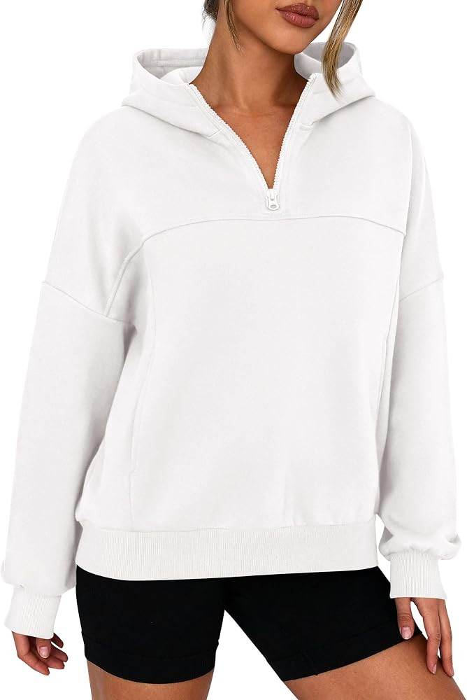 PRETTYGARDEN Womens Hoodies Cropped Fleece Sweatshirts 2025 Fall Fashion Quarter Zip Pullover Lon... | Amazon (US)