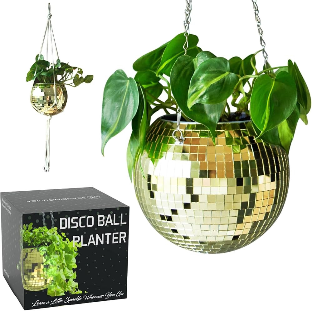 SCANDINORDICA Disco Ball Planter – Value Package: Mirror Disco Planter with Chain, Macrame Hang... | Amazon (US)