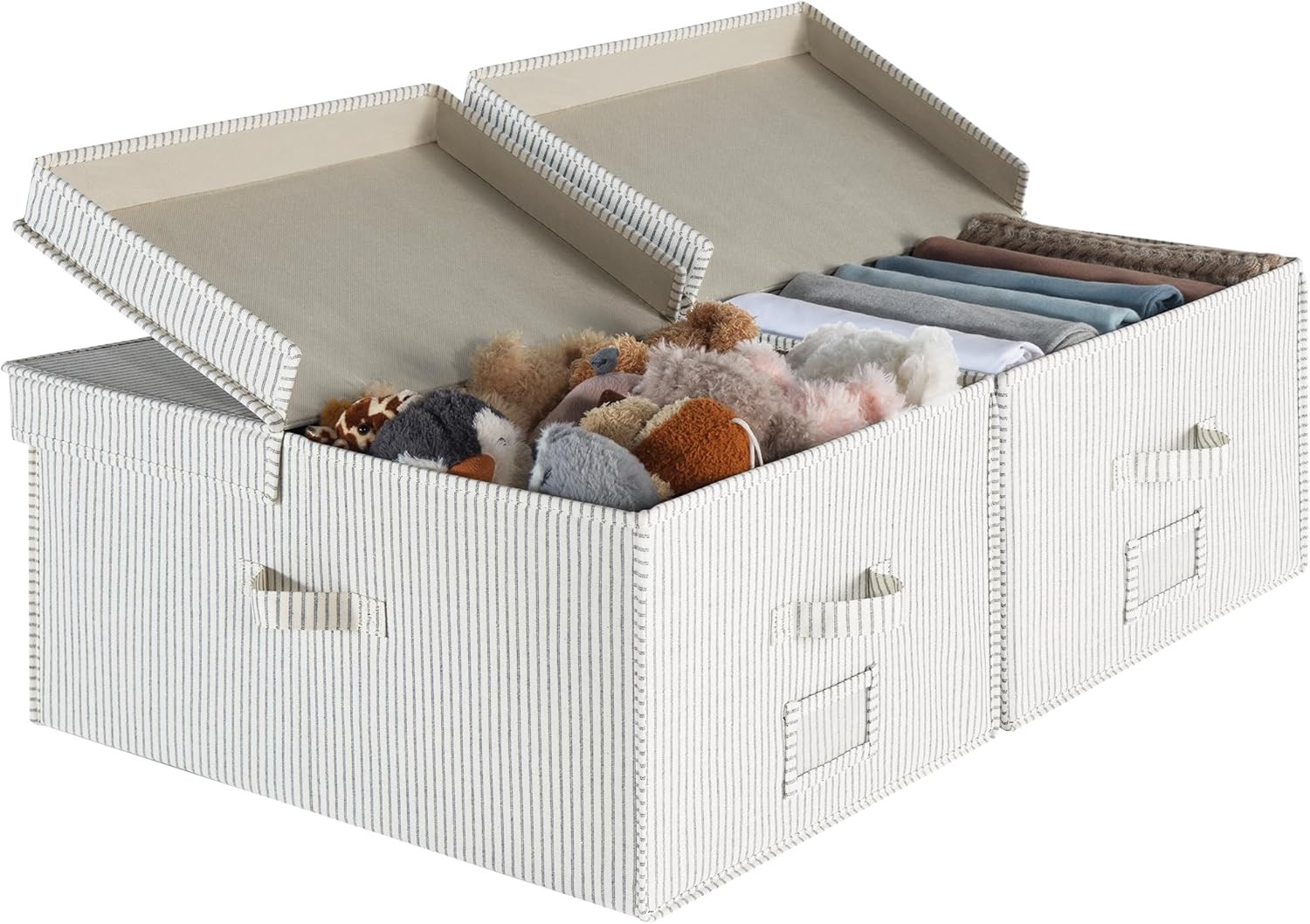 StorageWorks Extra Large Storage Bins with Lids, 55L Decorative Organizer with Divider Board, Fab... | Amazon (US)