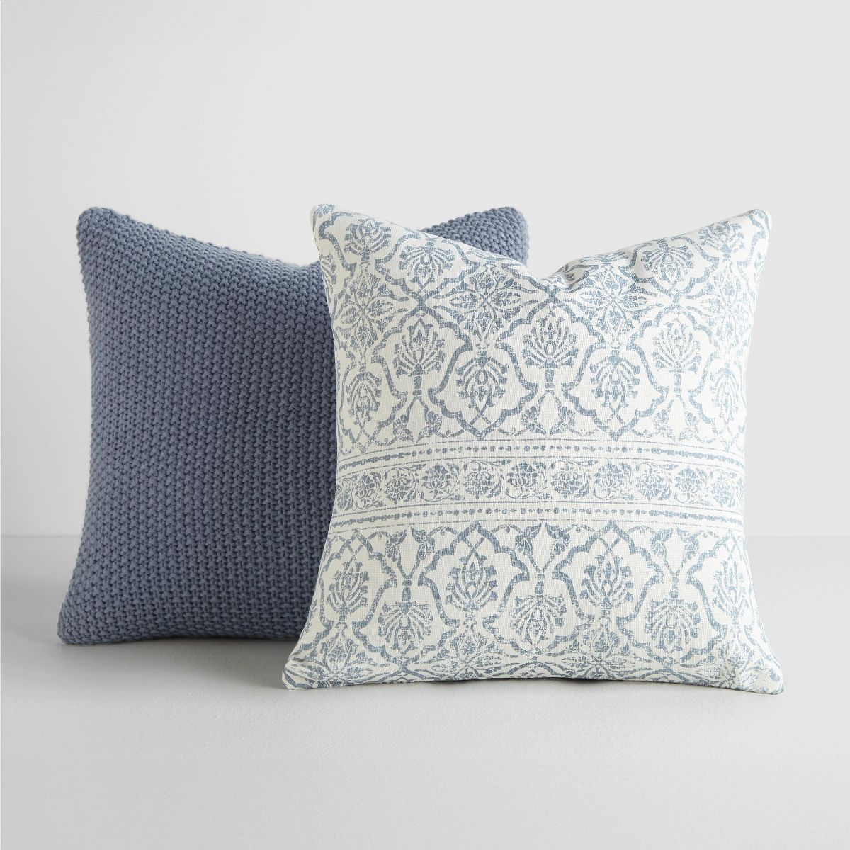 2-Pack Stone Throw Pillows Seed Stitch Knit with Cotton Patterns in Antique Floral - Becky Camero... | Target
