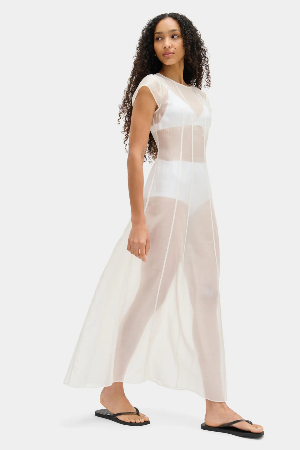 ALIGNE Sheer Maxi Dress - White | Carly | ALIGNE USA