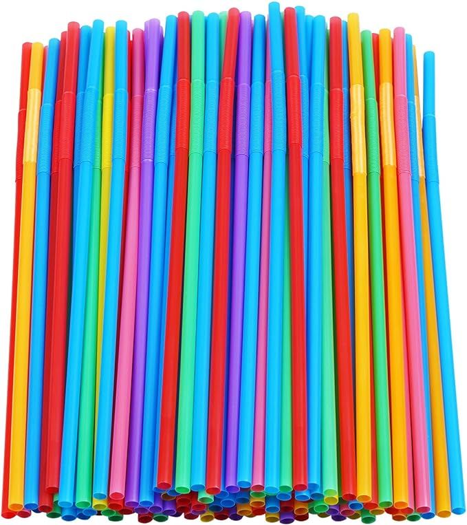 200 Pcs Colorful Plastic Long Flexible Straws.(0.23'' diameter and 10.2" long) | Amazon (US)