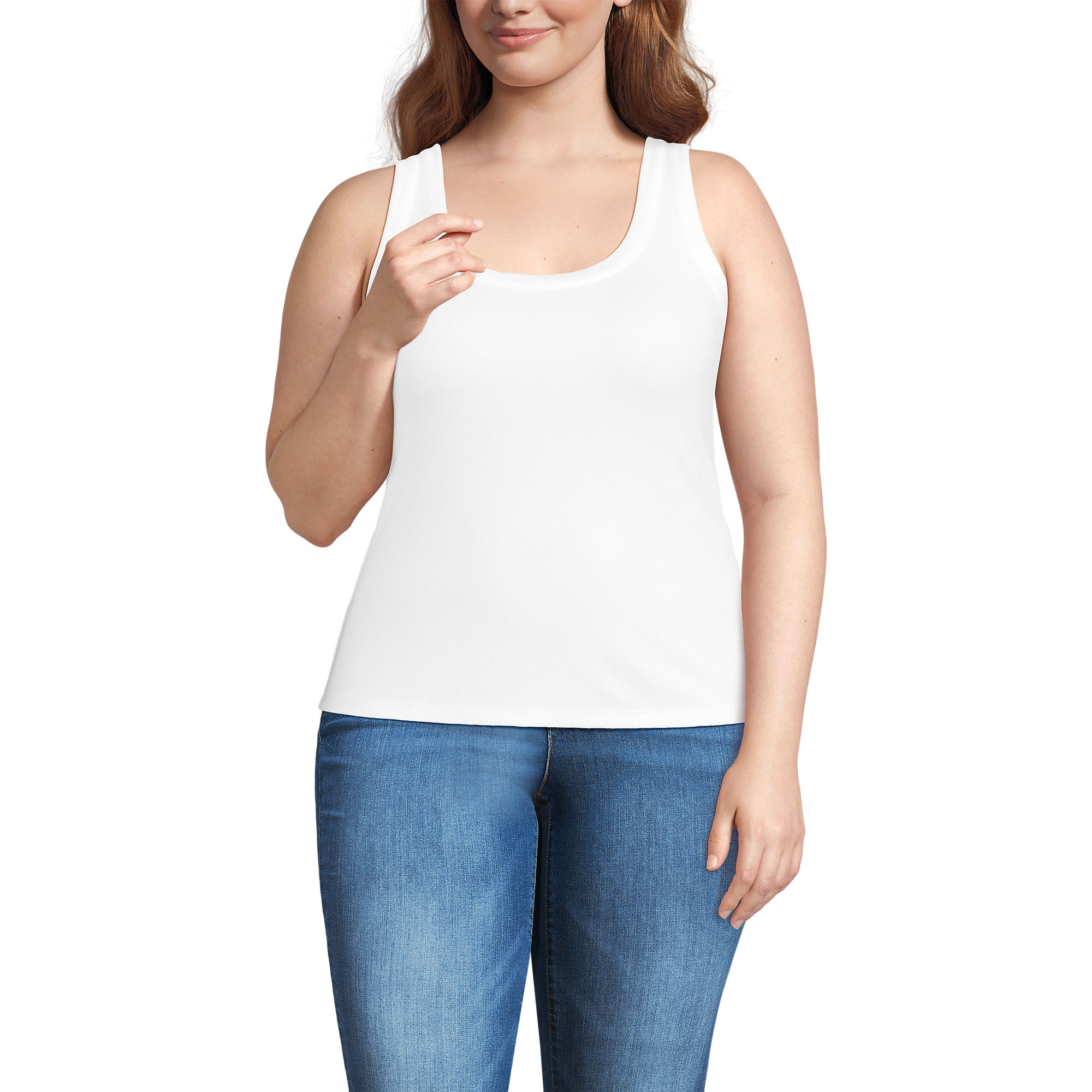 Women's Plus Size Drapey Rib Fitted Tank Top | Lands' End (US)