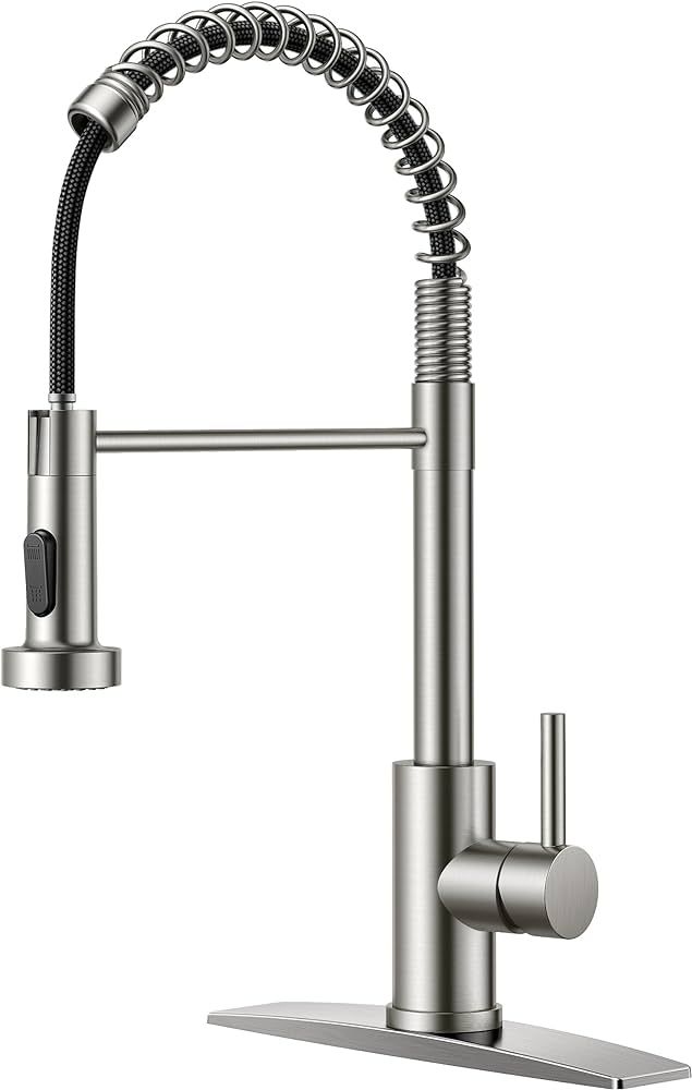 FORIOUS Kitchen Faucet with Pull Down Sprayer, Brushed Nickel Stainless Steel Kitchen Faucet, Uti... | Amazon (US)