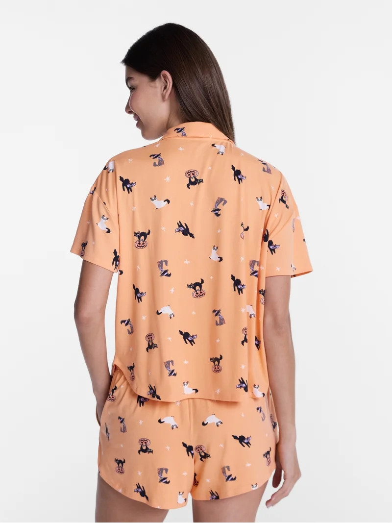 Halloween Women's Notched Top and Shorts Pajama Set from Way to Celebrate, 2-Piece, Sizes XS-3X | Walmart (US)