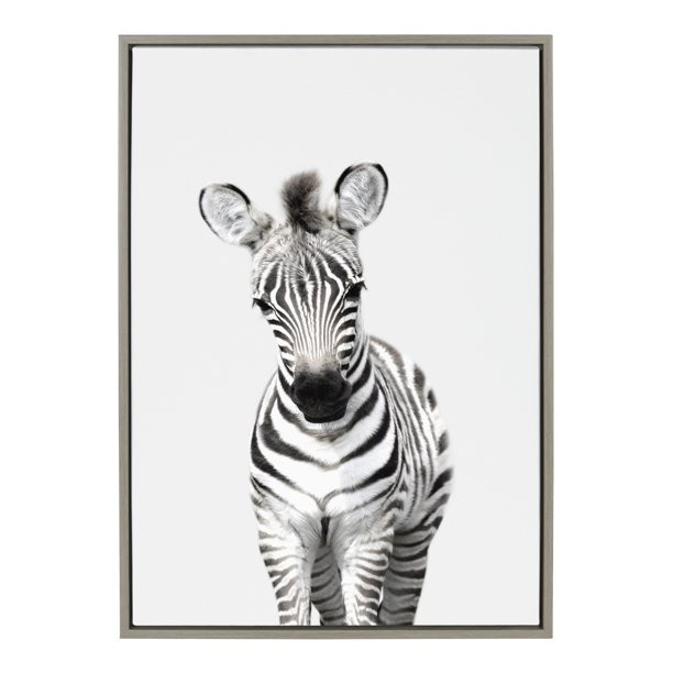 Kate and Laurel Sylvie Baby Zebra Animal Print Portrait Framed Canvas Wall Art by Amy Peterson, 2... | Walmart (US)