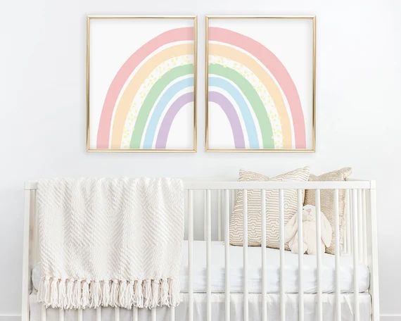 Pastel Rainbow Wall Art Set of 2 Prints Printable Wall Art | Etsy | Etsy (US)