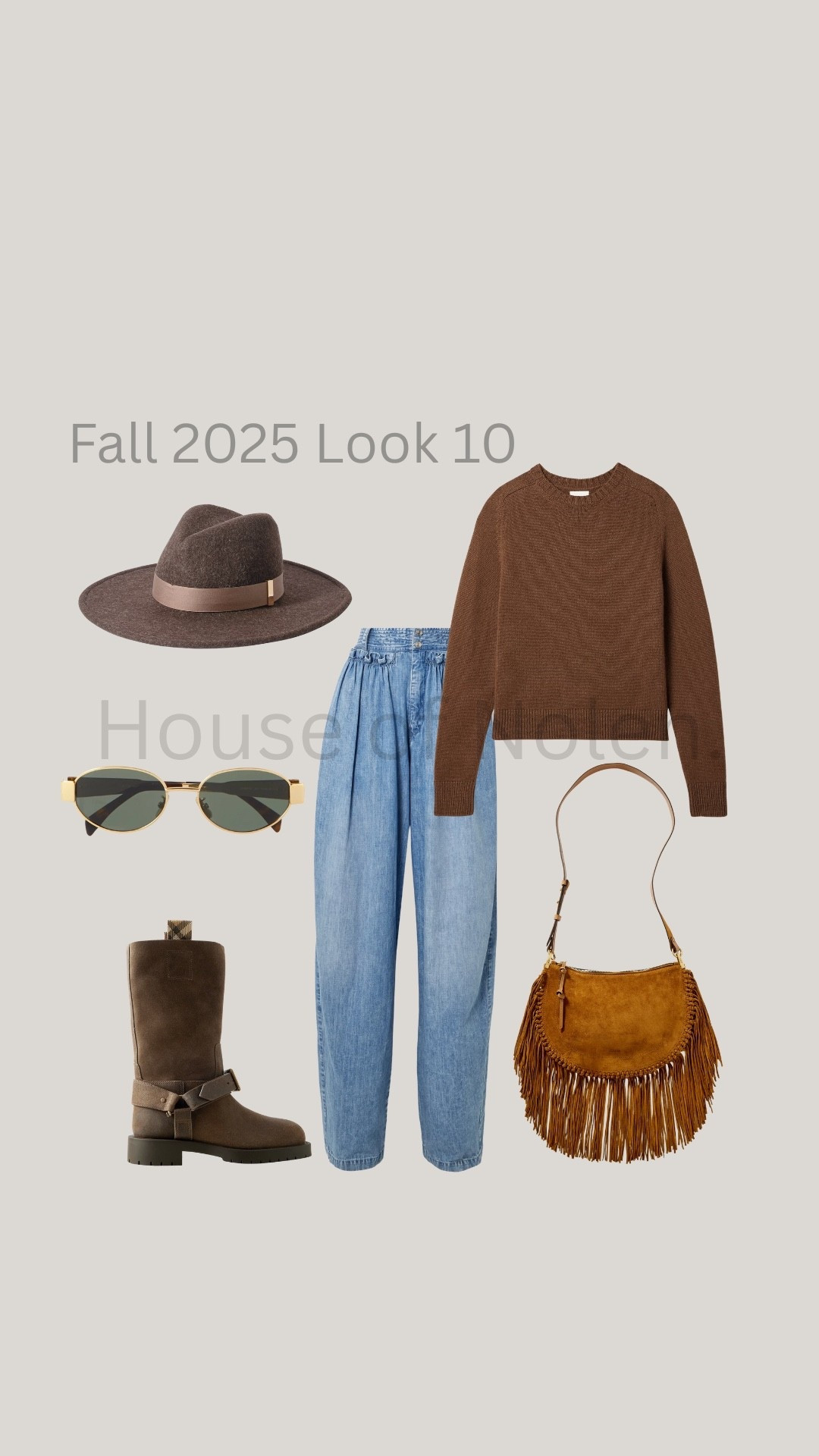 Fall 2025 Look 10. 

Casual-cool in a cozy brown sweater paired with light-wash jeans and rugged brown boots. A light suede fringe bag, matching brown fedora, and gold-framed sunglasses add texture and polish to this effortless, layered ensemble.

#fashion #ootd #nyc #love #looks #ltk #fall #2025 #streetstyle  #style
#LTKStyleTip 

#LTKootd #LTKgrwm #LTKBeauty