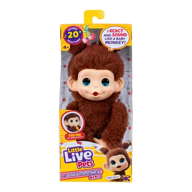 Little Live Pets Baby Monkey Minis – Chikki Cherry. Interactive Pet Toy. 20+ Sounds & Reactions... | Walmart (US)